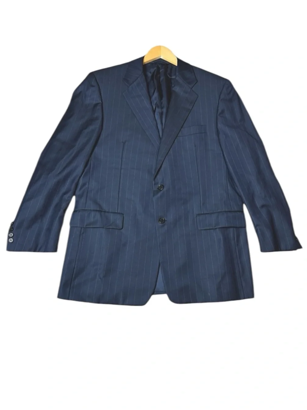 Hickey Freeman Loro Piana Boardroom Tasmanian Super 120’s Wool Pinstriped Blazer